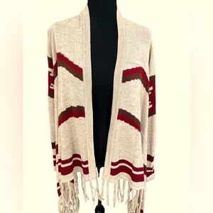 Love Stitch open front boho fringe cotton blend cardigan size S